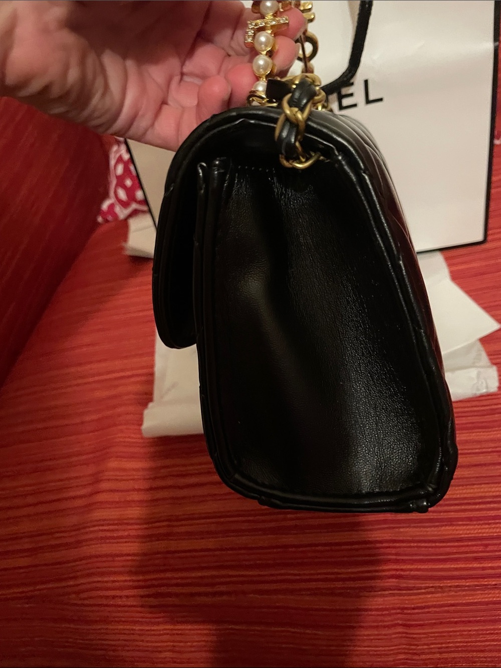 Beaute VIP Black Quilted Mini Top-Handle Bag with Gold Hardware - Picture 6 of 17